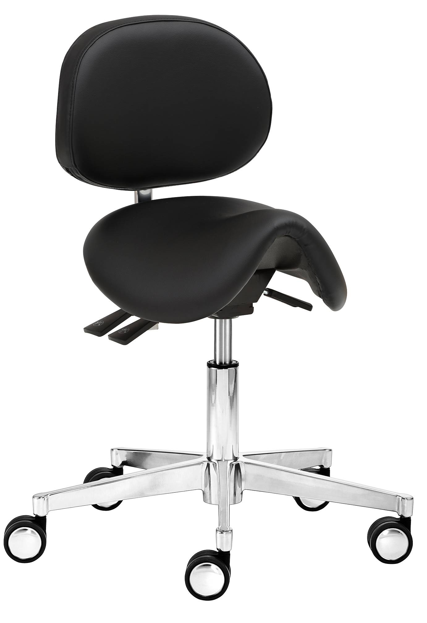 Sattelhocker mit Rückenlehne | ergonomischer Arbeitshocker | höhenverstellbar | für aktives Sitzen