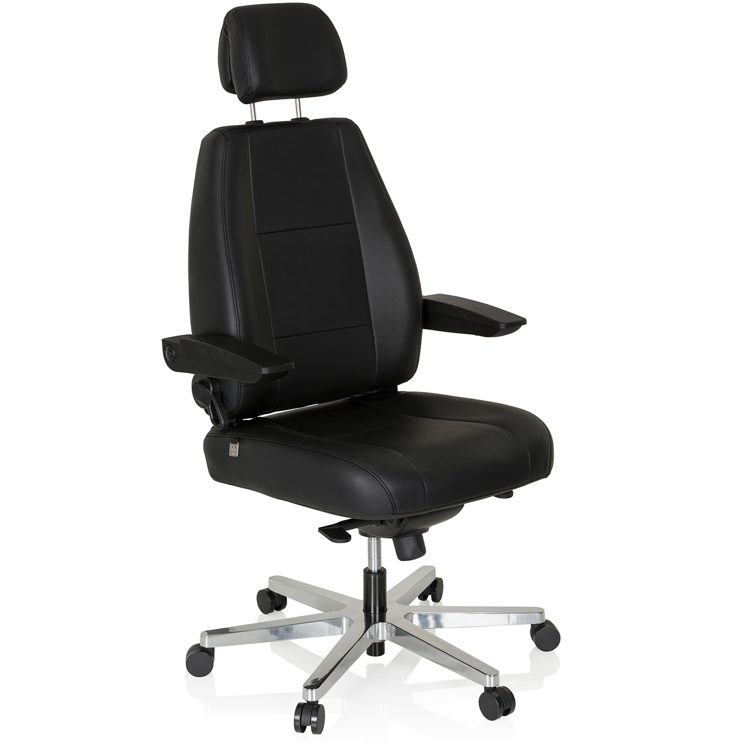24 HOURS Leder Bürostuhl | 24h Chefsessel | bis 150 kg | für Dauersitzen