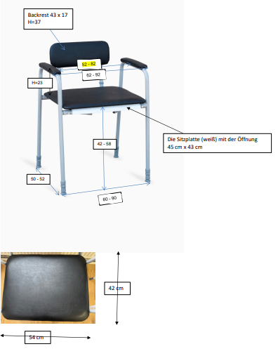 COMFORT XXL Toilettenstuhl | Pflegestuhl | bis 300 kg | stabil & sicher