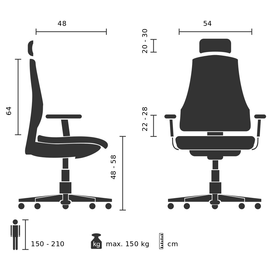 24 HOURS Leder Bürostuhl | 24h Chefsessel | bis 150 kg | für Dauersitzen